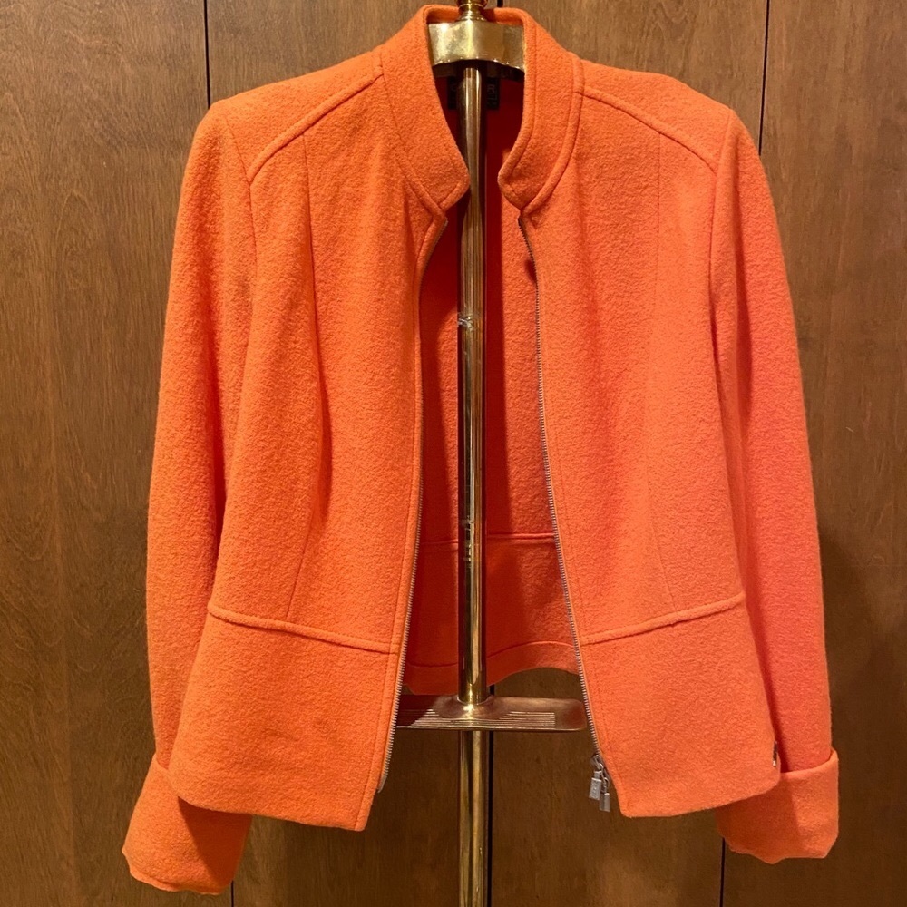 Geiger Austrian Orange Zip Up Wool Jacket